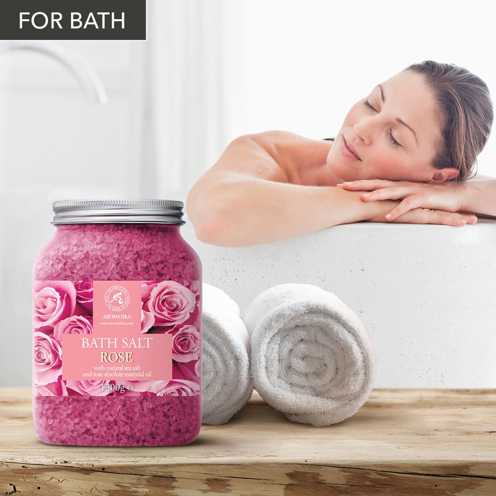 Aromatika rose bath salt package size display