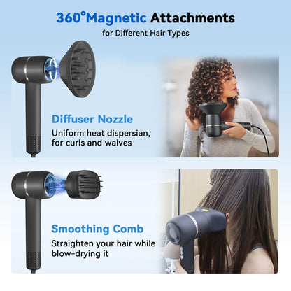 Thermo-control professional hair dryer ergonomic handle design