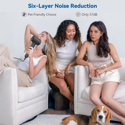 Ergonomic lightweight low noise ionic hairdryer for home and travel grooming
