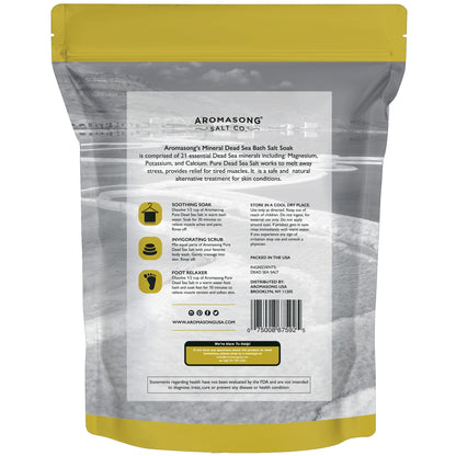 Authentic USA imported Aromasong Dead Sea Salt product label