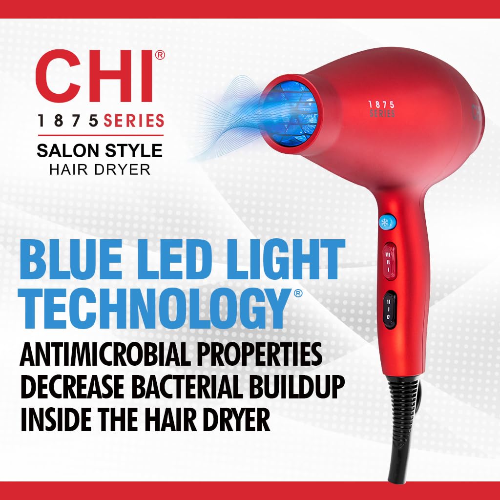 Authentic CHI ceramic hair dryer shown with the included air concentrator nozzle attachment