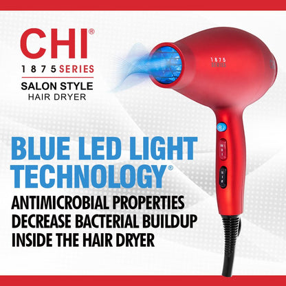 Authentic CHI ceramic hair dryer shown with the included air concentrator nozzle attachment