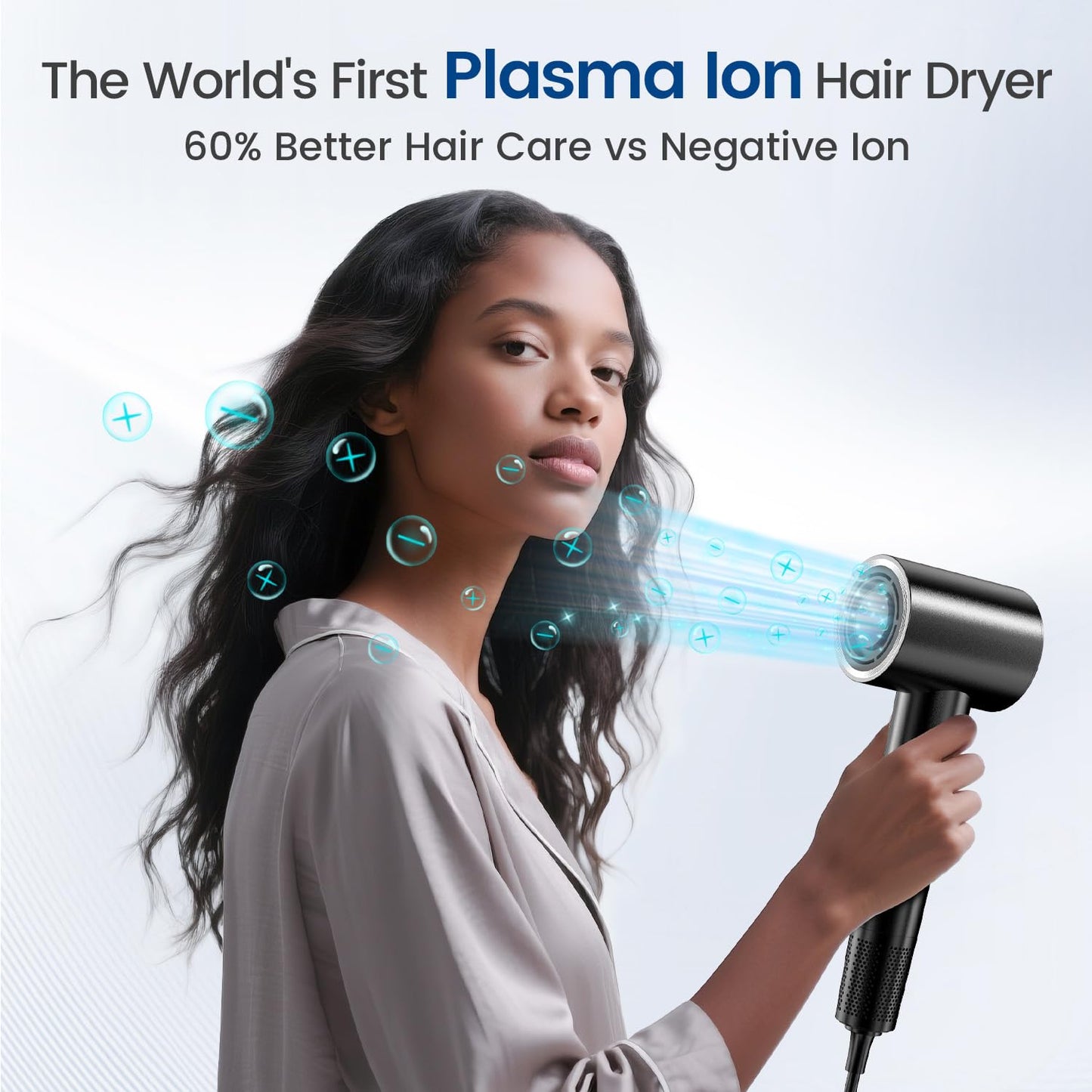 Hyspeedh travel hair dryer with magnetic concentrator attachment securely snapped onto the nozzle
