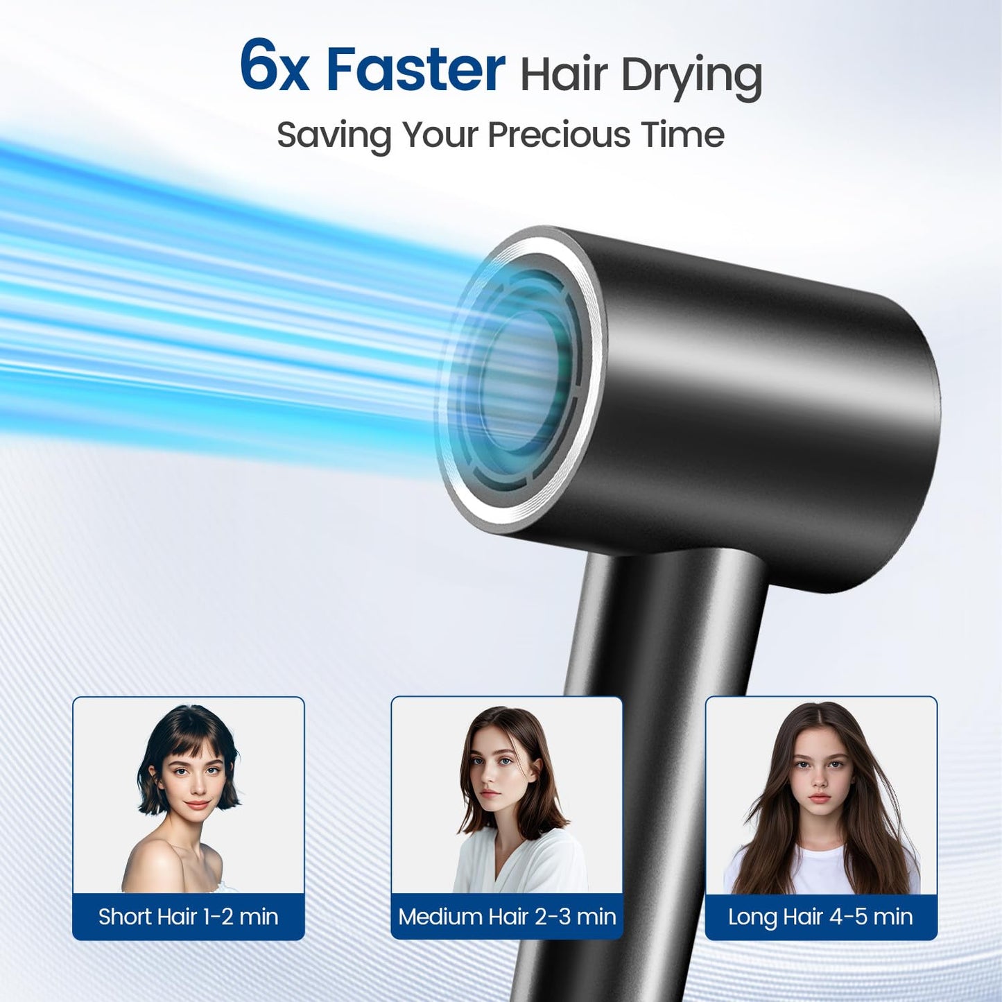Hyspeedh high RPM brushless motor hair dryer showing the protective air inlet grille at the base