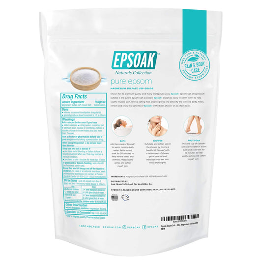 Epsoak Epsom Salt resealable bag packaging detail