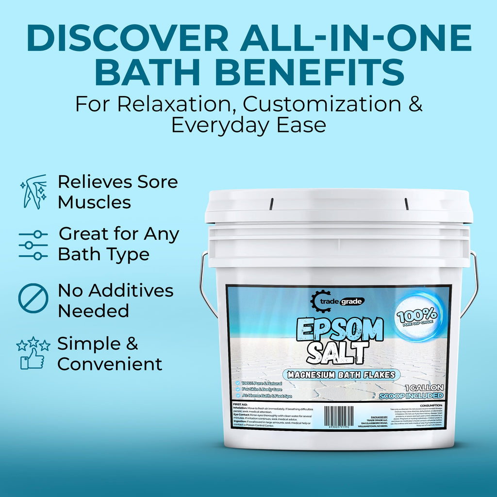 Trade Grade bath salt container label and product details