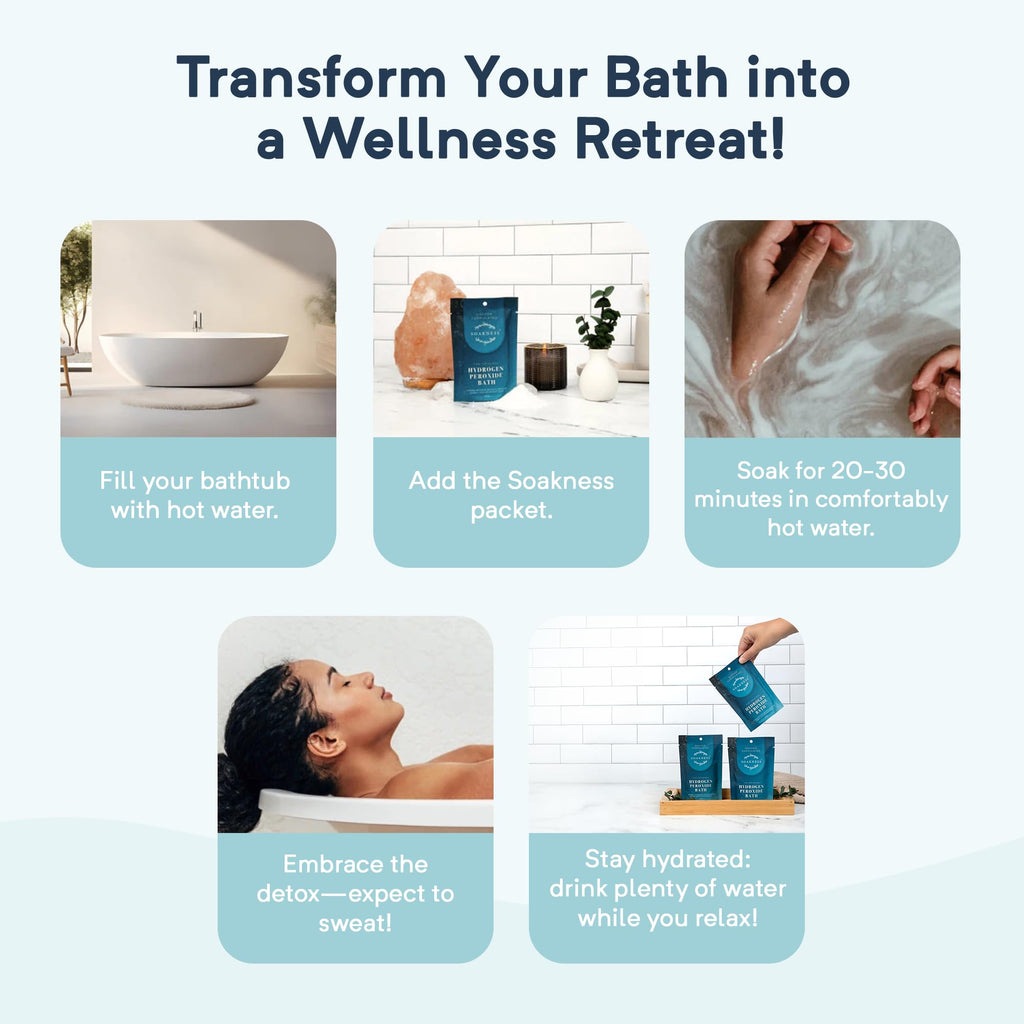 Back of Soakness bath soak package showing ingredients and directions