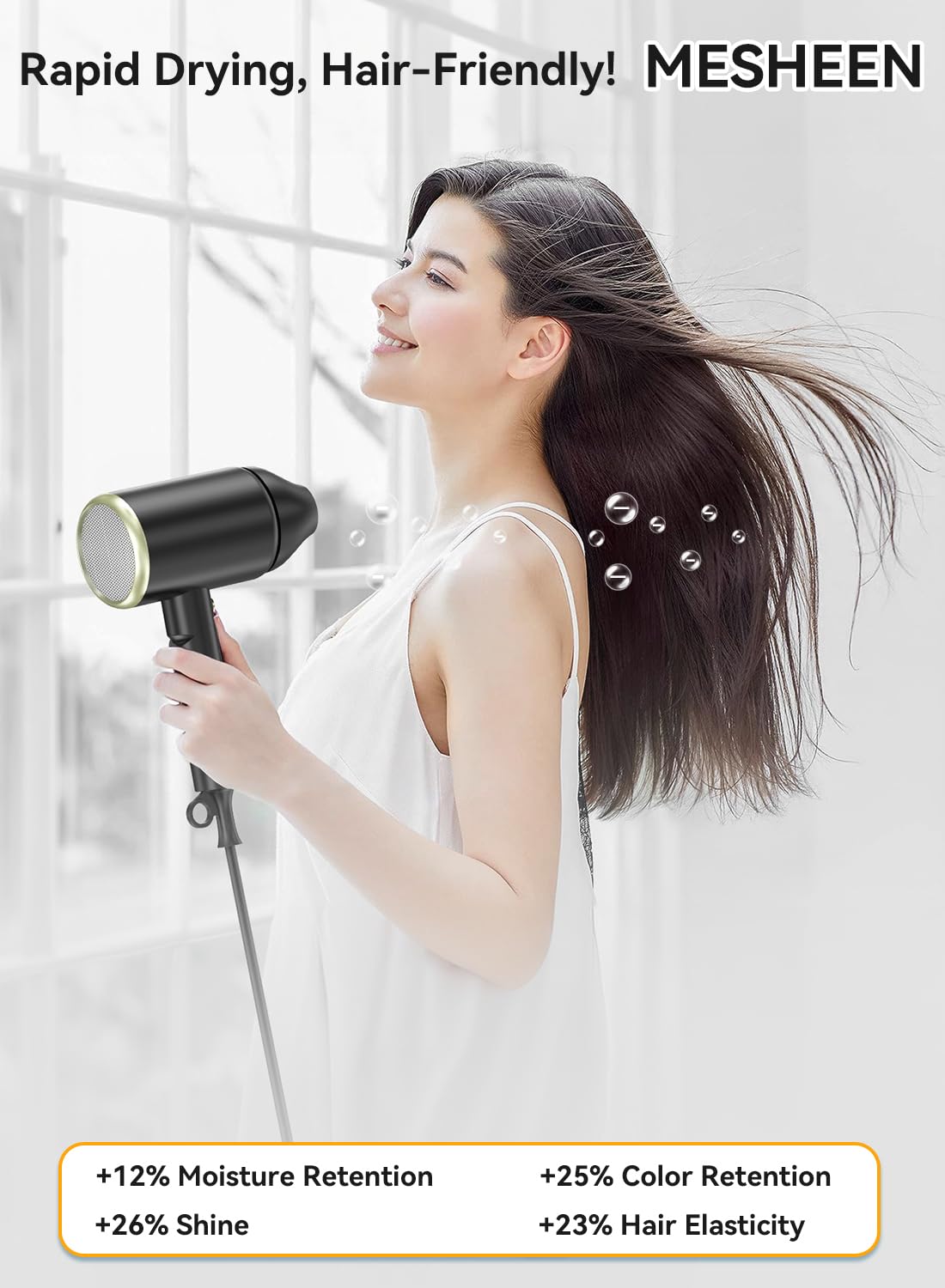 Mesheen hair dryer with magnetic diffuser attachment