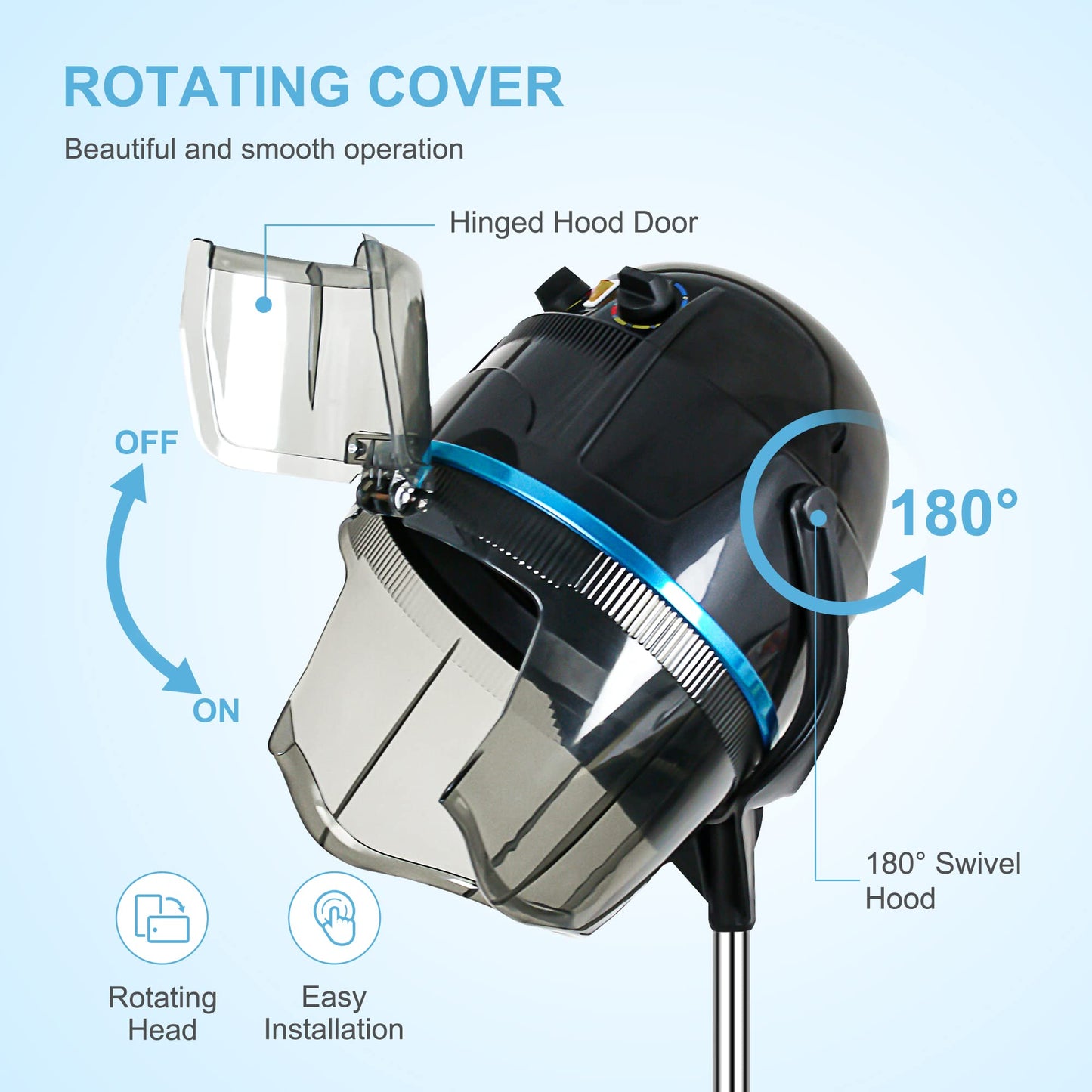 Nova Microdermabrasion 1300W bonnet hairdryer interior view showing the 360-degree airflow vents