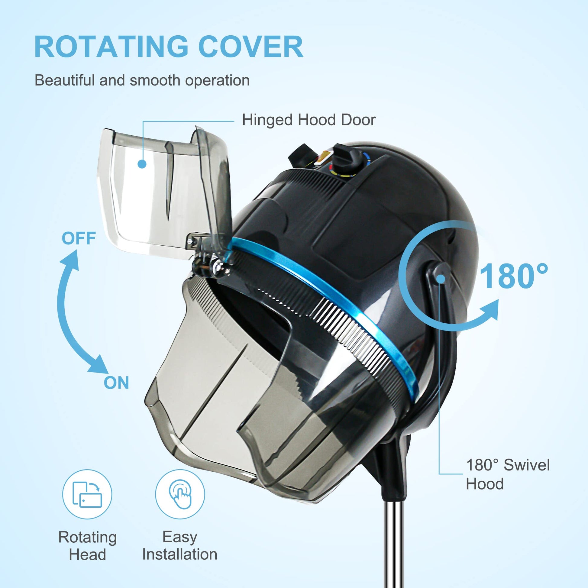 Nova Microdermabrasion 1300W bonnet hairdryer interior view showing the 360-degree airflow vents