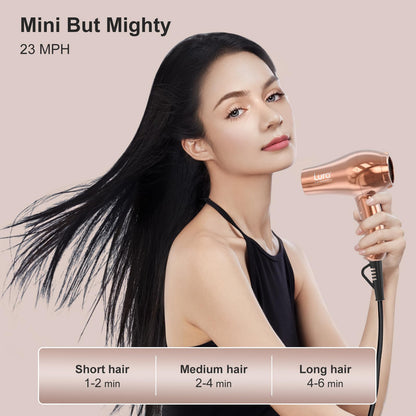 Lura travel hair dryer with diffuser attachment for curly hair