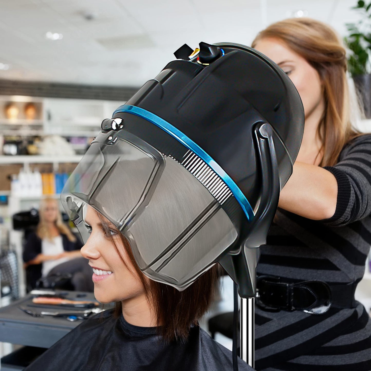Nova Microdermabrasion adjustable floor hair dryer packaging details and included assembly hardware components