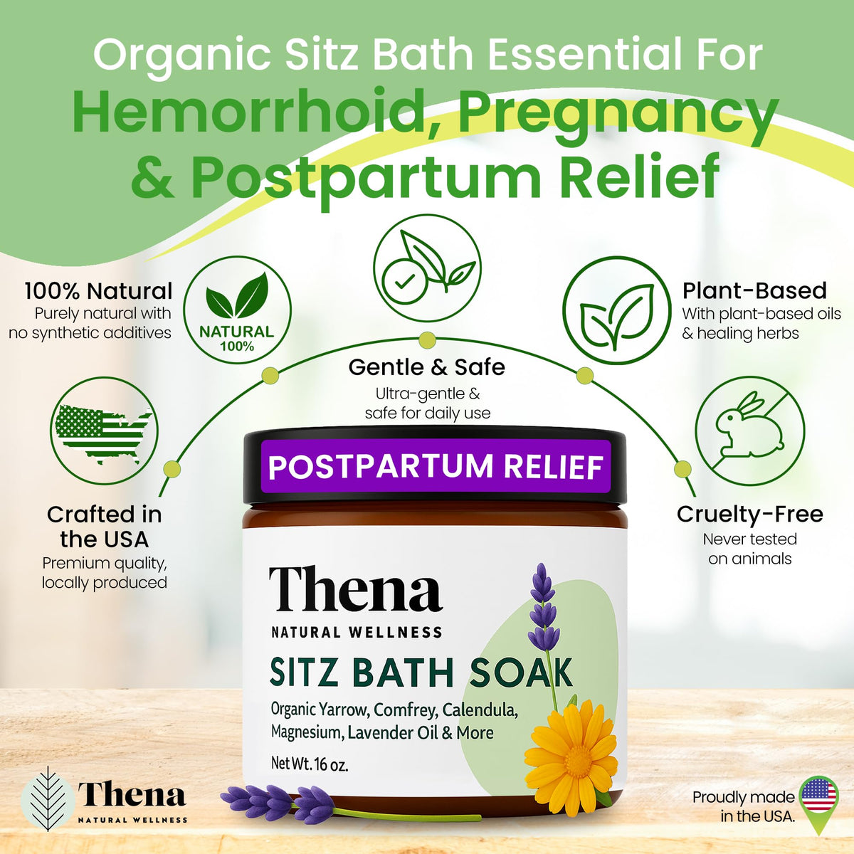 Thena Organic Sitz Bath Soak ingredients label close up