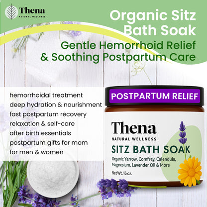 Thena sitz bath soak packaging and branding details