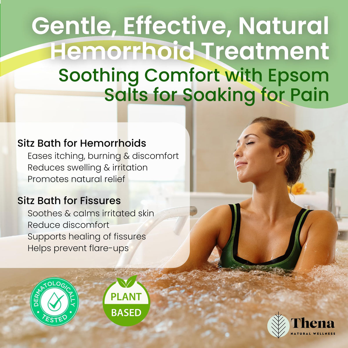 Thena Organic Sitz Bath Soak jar next to measuring scoop