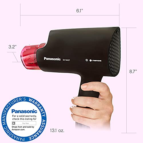 Side profile of Panasonic EH-NA27-K hair dryer highlighting the sleek finish