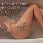 Higherdose Serotonin Soak displayed alongside wooden bath scoop