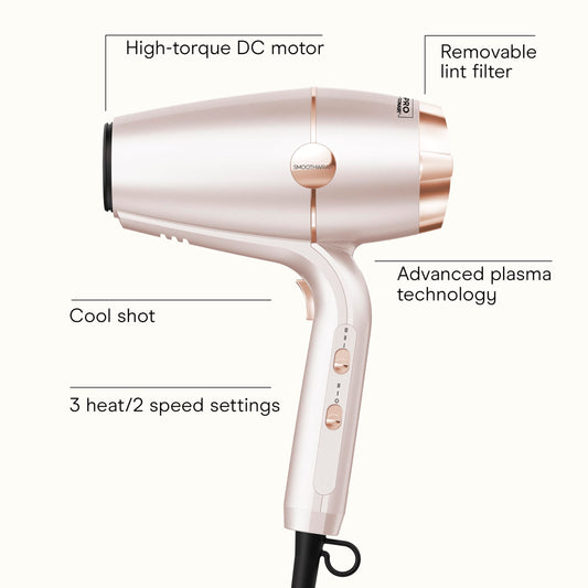 Conair SmoothWrap ionic blow dryer showing the rear intake filter and handle controls