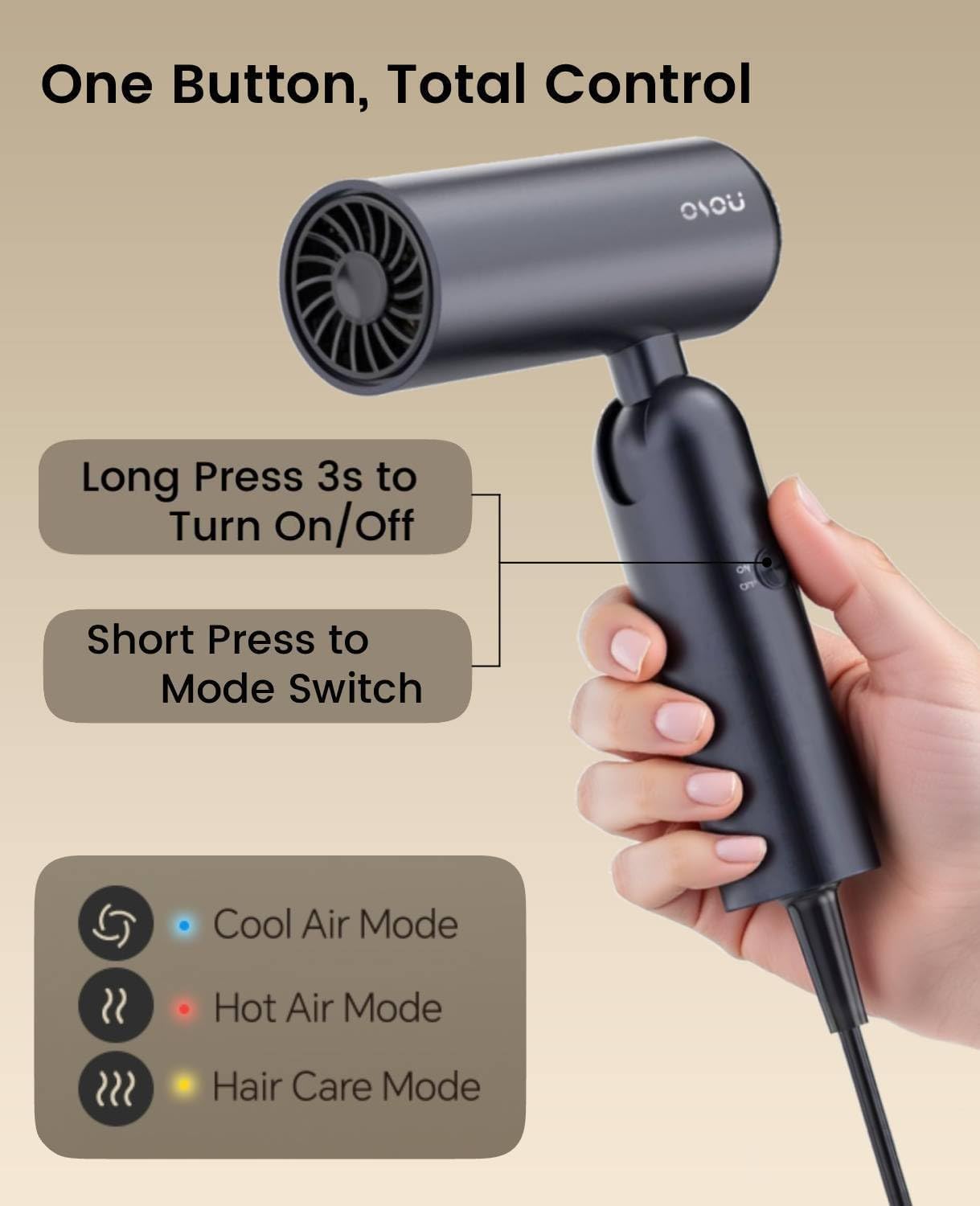 Osou portable hair dryer in gray color packaging