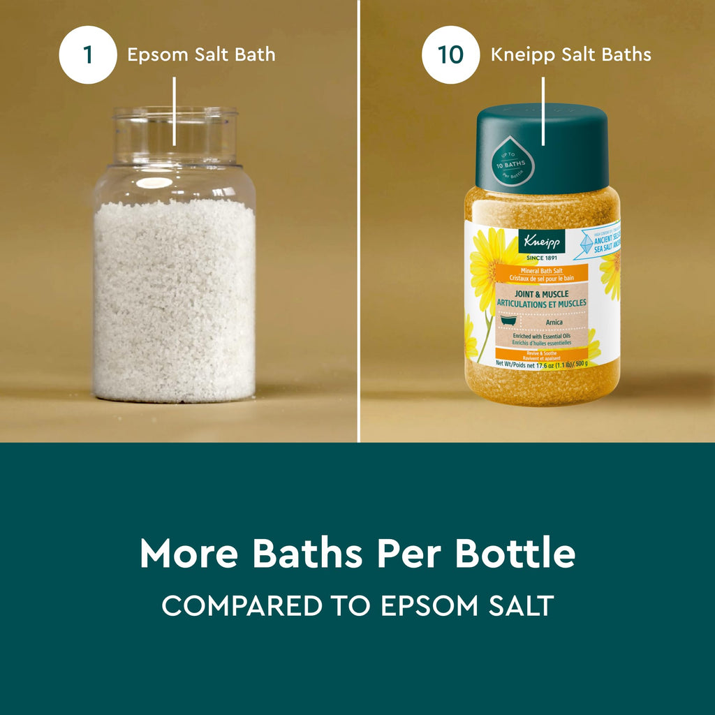 Kneipp arnica bath salt bottle back label with ingredients