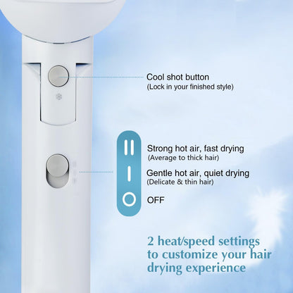 Licoseam professional small blow dryer demonstrating the hot and cool dual air switches.