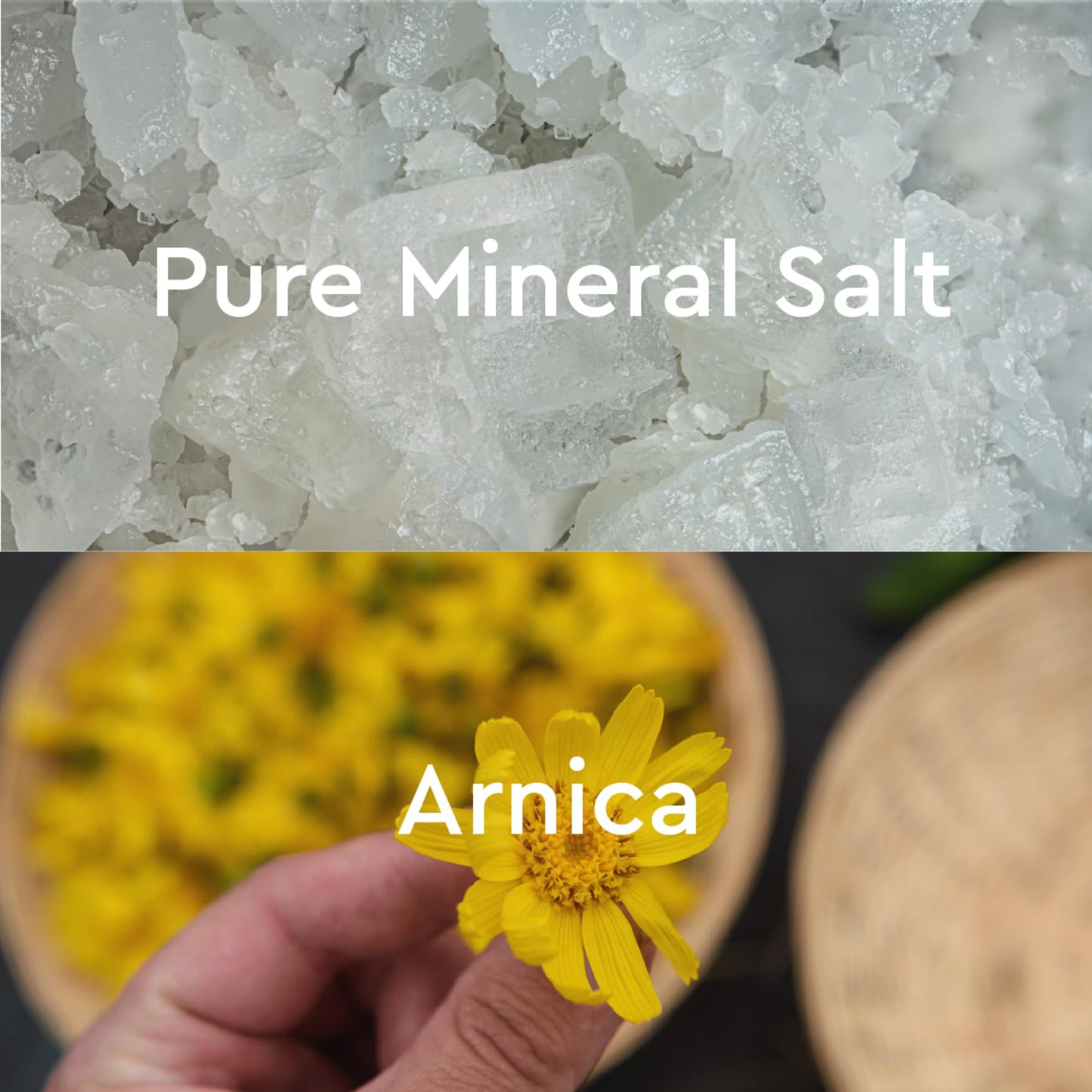 Side profile of Kneipp Arnica mineral salt bottle