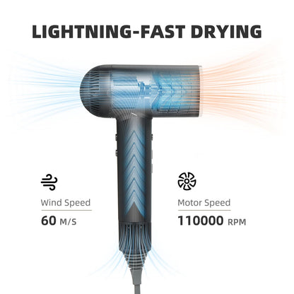 ONWAY intelligent blow dryer with magnetic diffuser attachment connected for curly hair styling