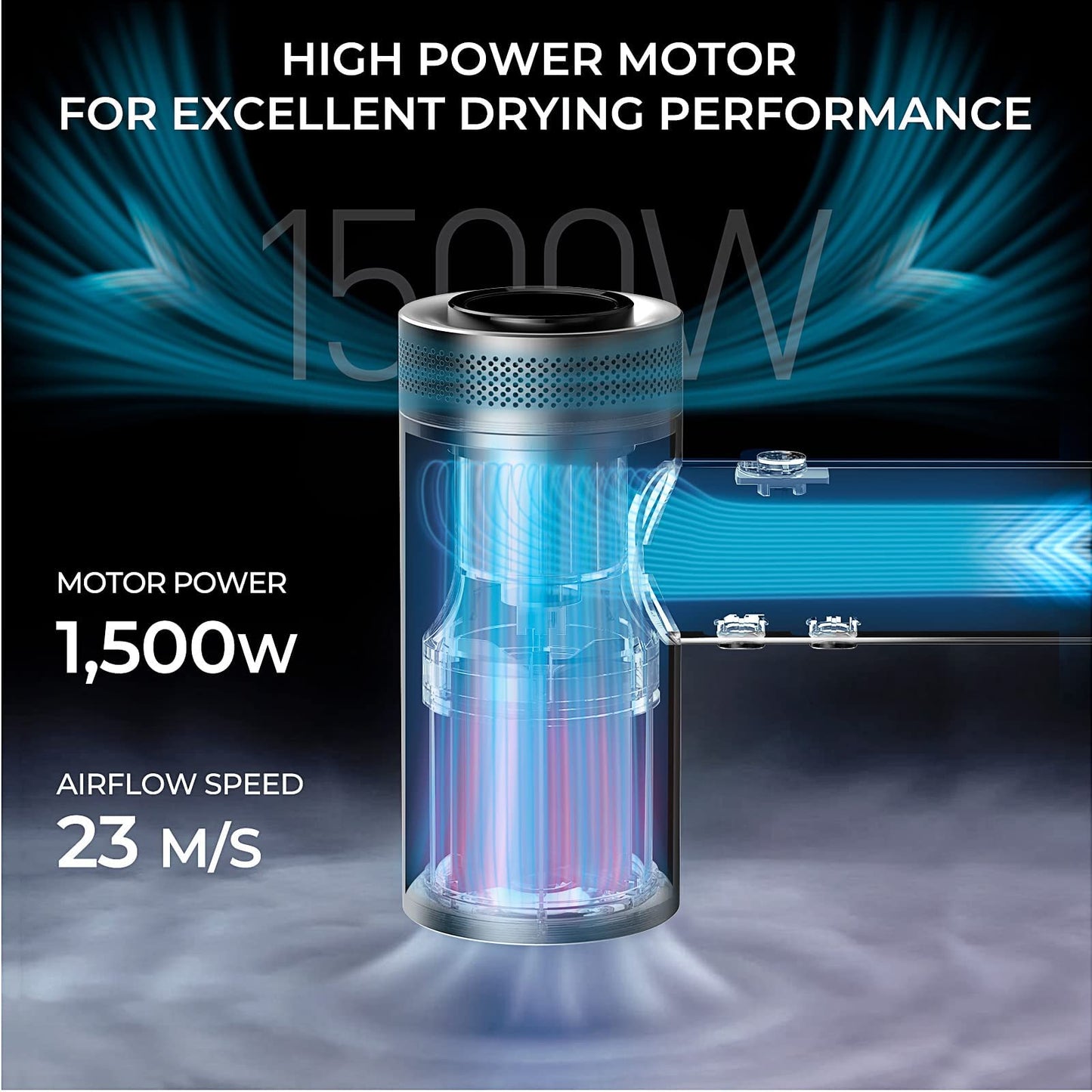 Close up view of the digital interface on the TYMO 1500W hair dryer body