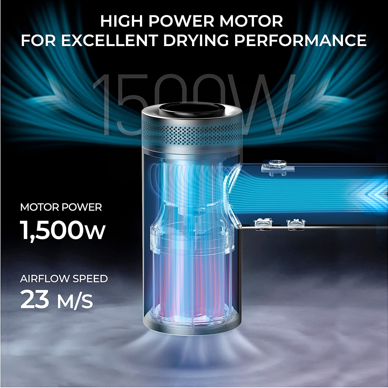 Close up view of the digital interface on the TYMO 1500W hair dryer body