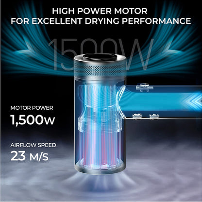 Close up view of the digital interface on the TYMO 1500W hair dryer body