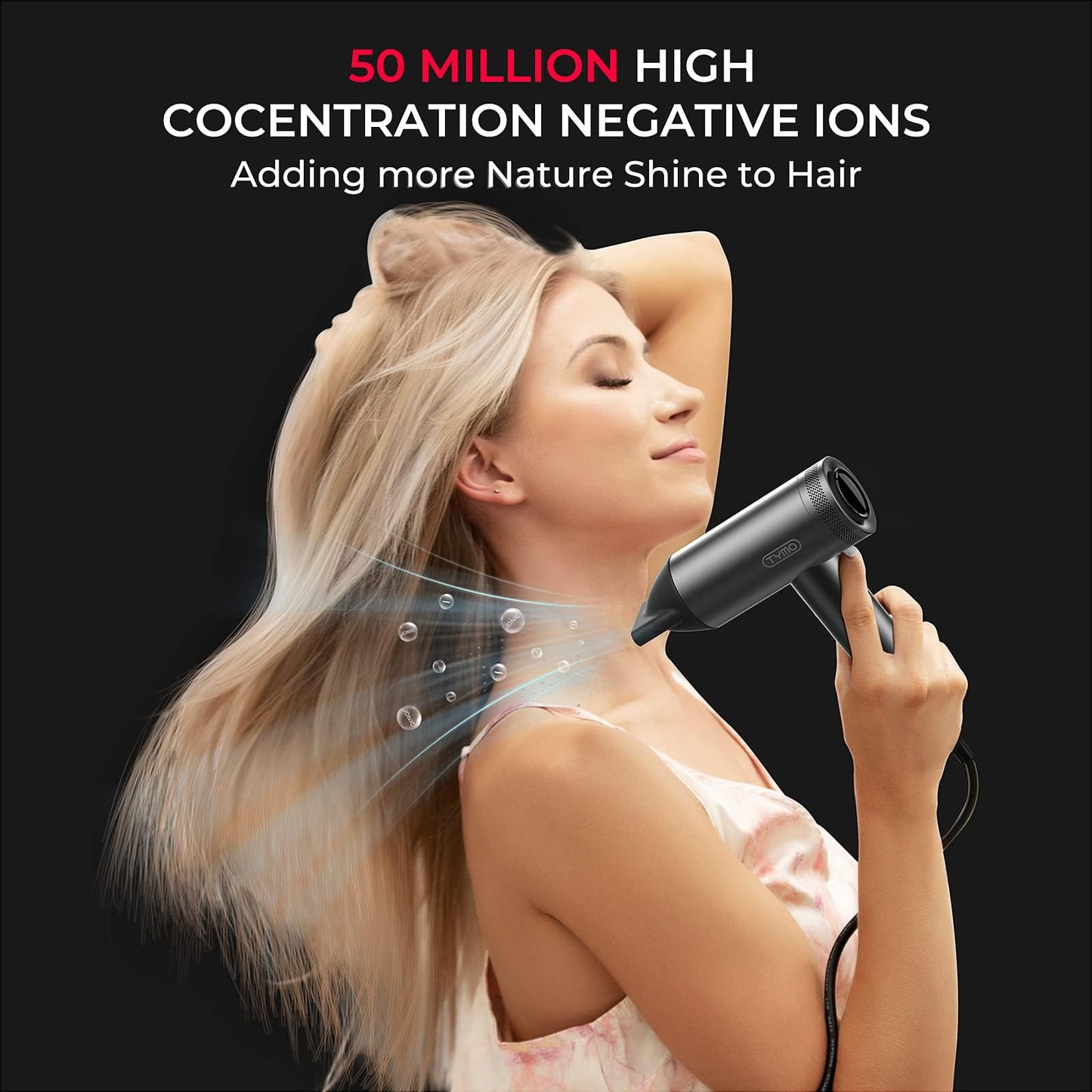 TYMO diffuser attachment for curly hair being fitted onto the cylindrical dryer nozzle