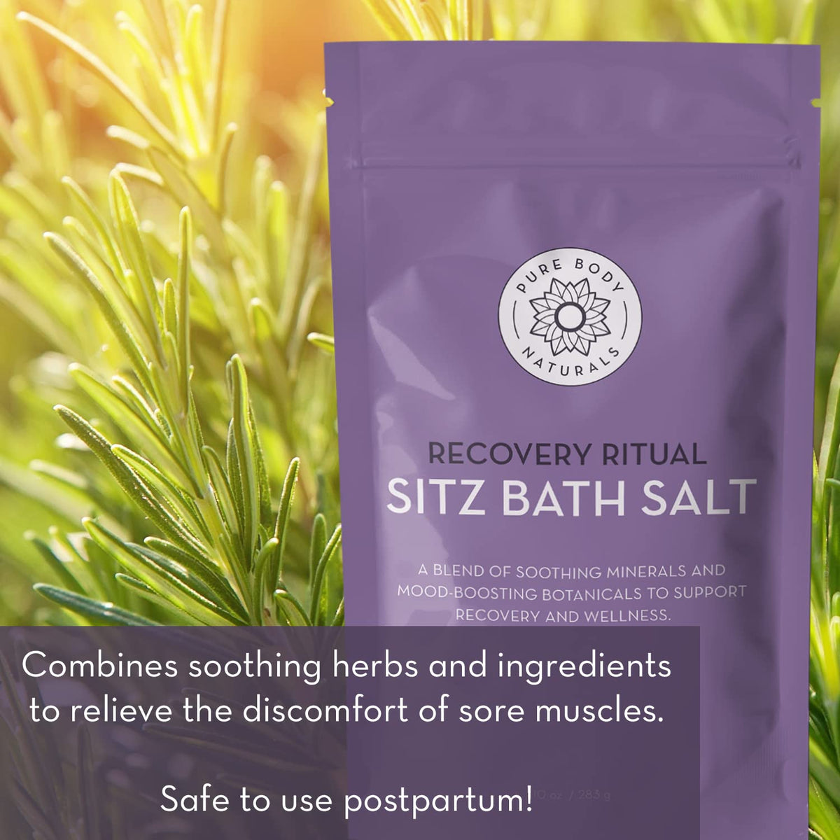 Pure Body Naturals Sitz Bath Salt packaging details and label view