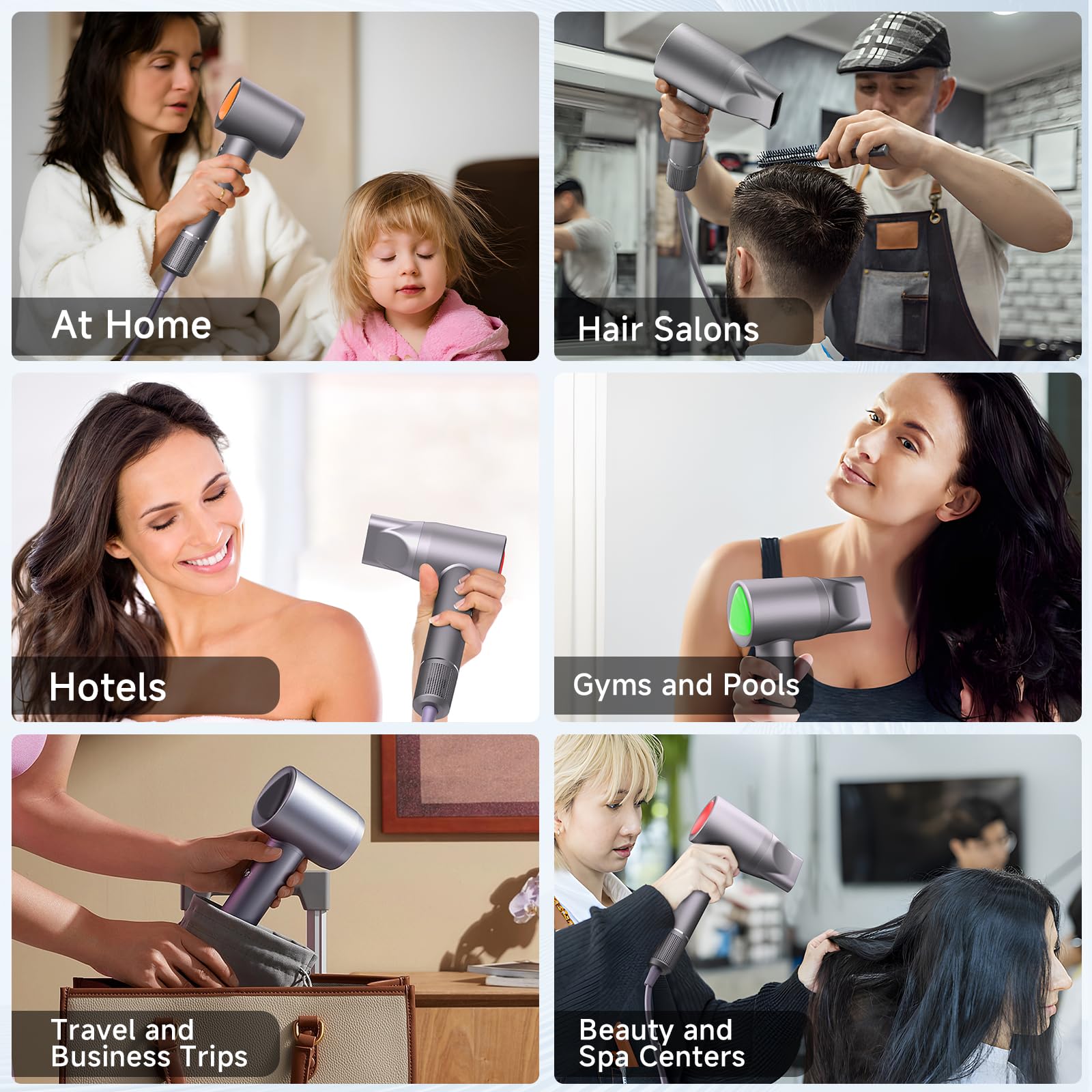 Ysatery portable travel hair dryer side profile emphasizing the lightweight construction and balanced premium design.