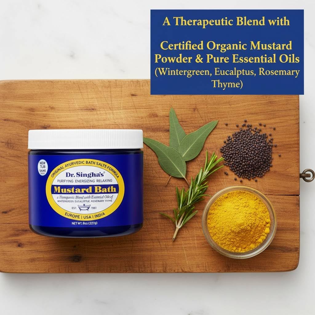 Dr. Singha's Mustard Bath herbal soak packaging details