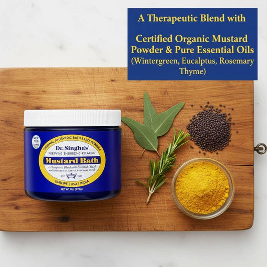 Dr. Singha's Mustard Bath herbal soak packaging details