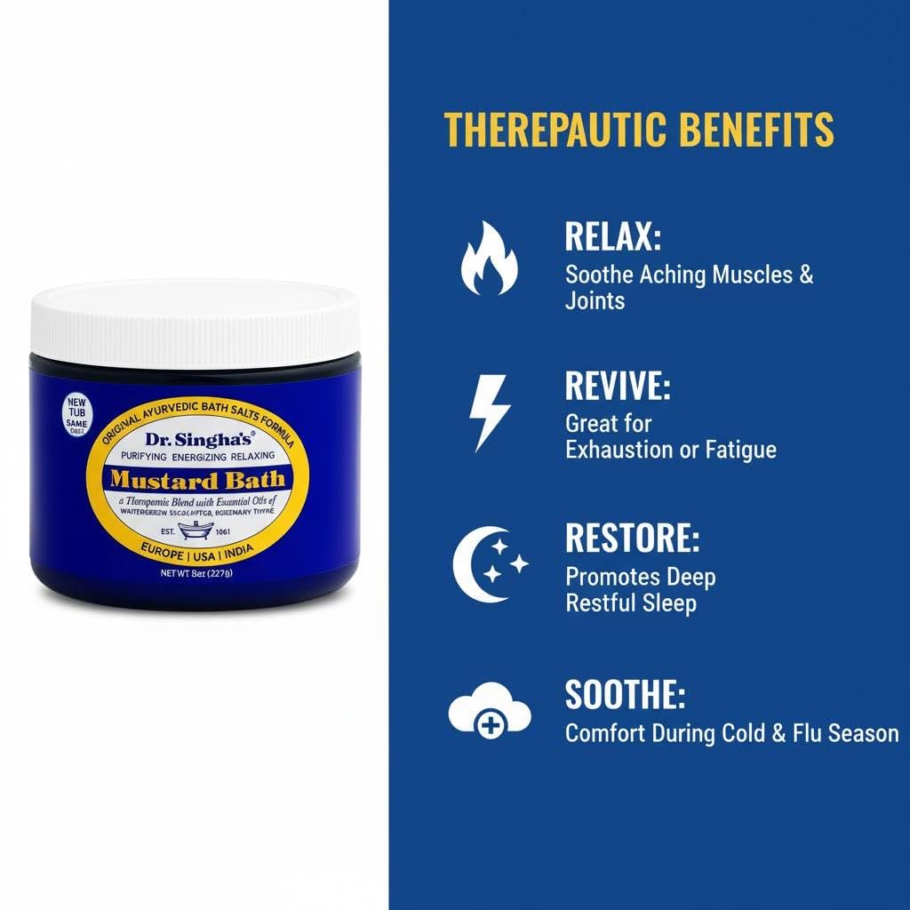 Dr. Singha's therapeutic bath salt jar next to essential oils