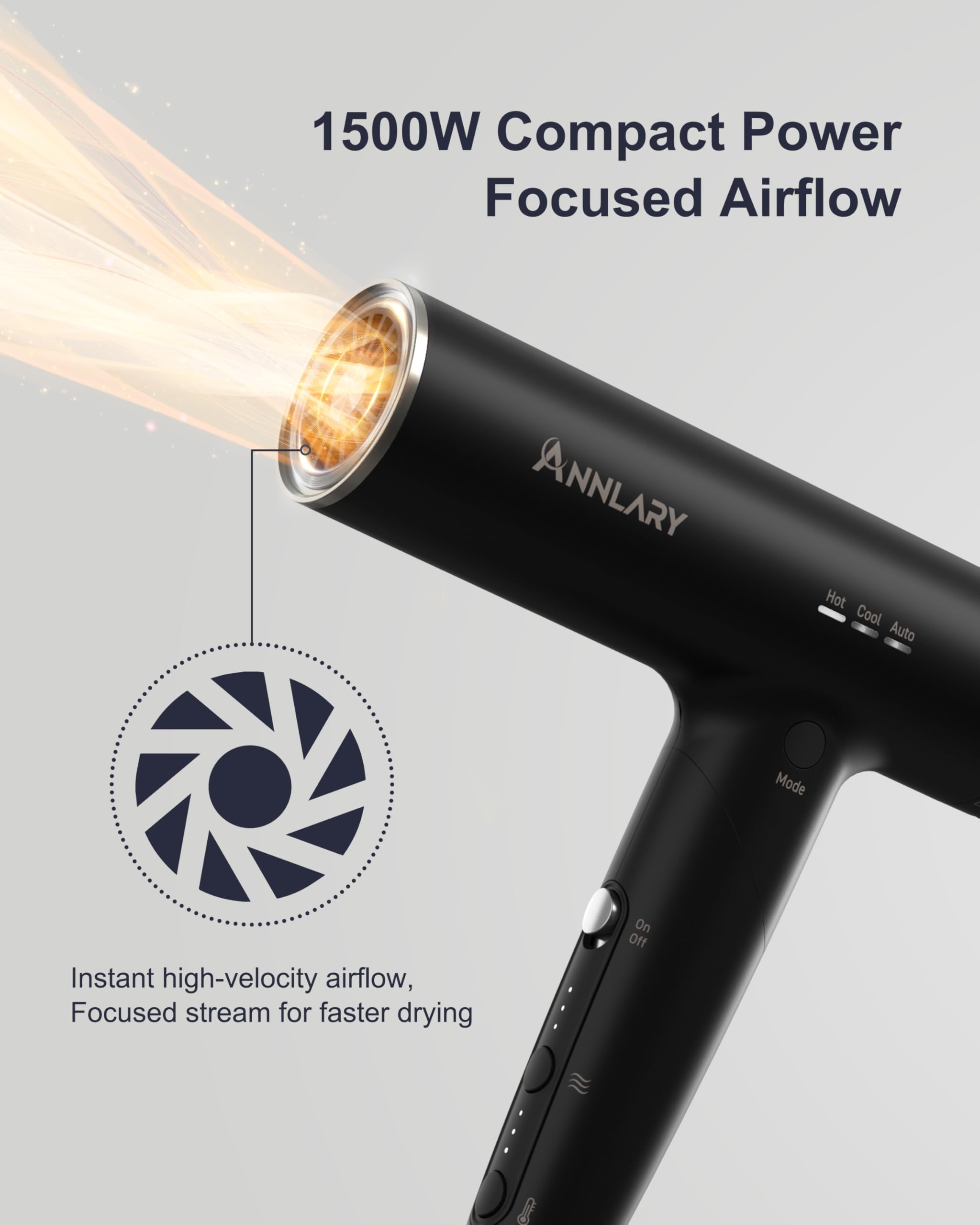 Annlary professional foldable blow dryer for curly hair