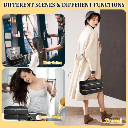 Sambois black leather styling accessory case protecting a curl-defining diffuser inside the upper layer