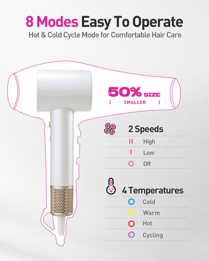 Zibtes hair dryer with magnetic diffuser attachment for curly hair