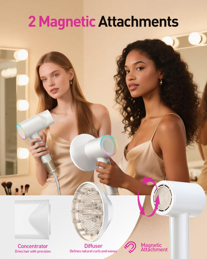 Close up of Zibtes hair dryer nozzle and airflow technology