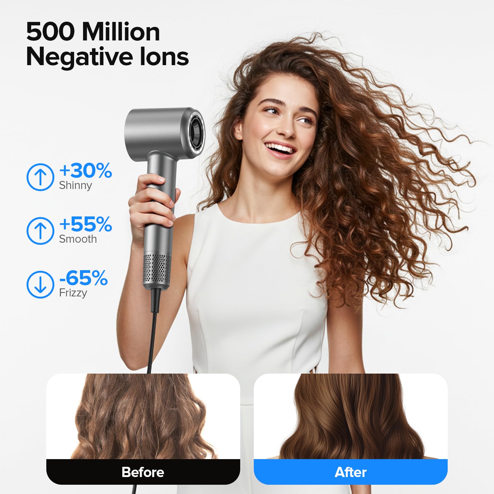 Side profile of Lpstea brushless motor hair dryer