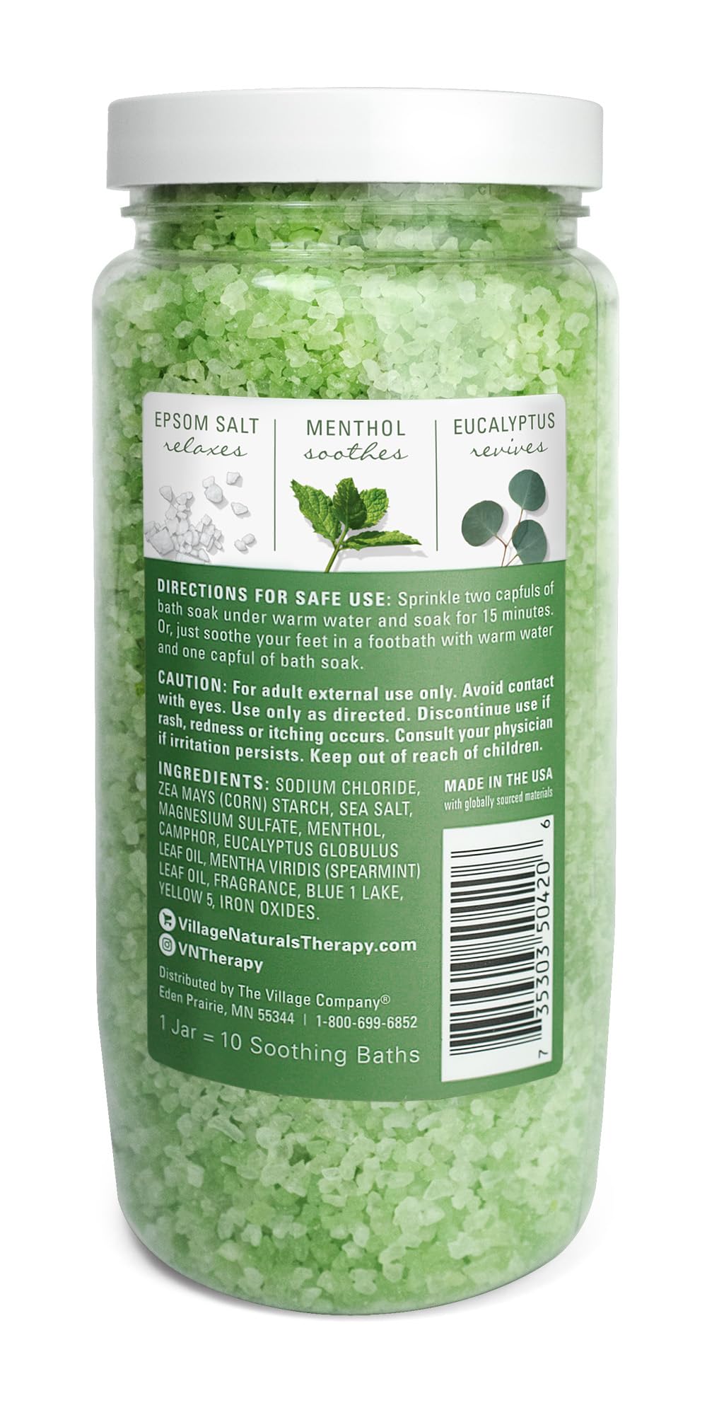 Four pack set of Village Naturals Therapy Muscle Relief Bath Soak