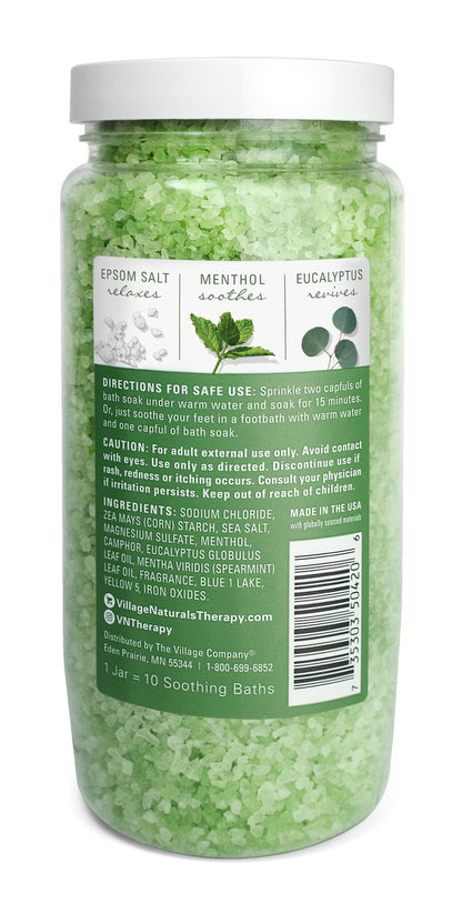 Four pack set of Village Naturals Therapy Muscle Relief Bath Soak