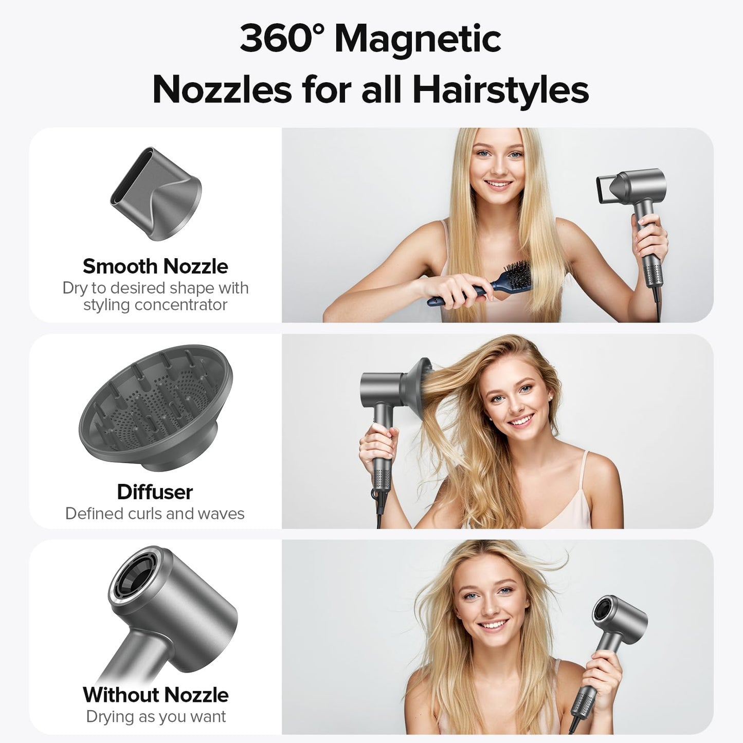 Lpstea hair dryer with magnetic diffuser attachment