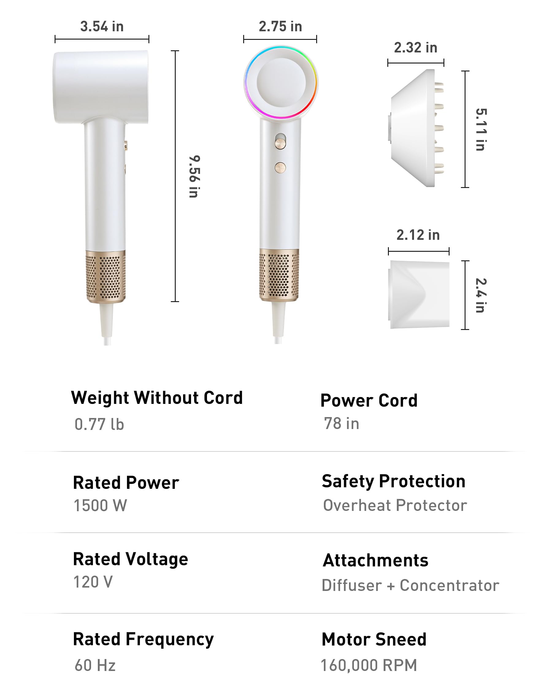Packaging of Zibtes high speed hair dryer USA imported quality