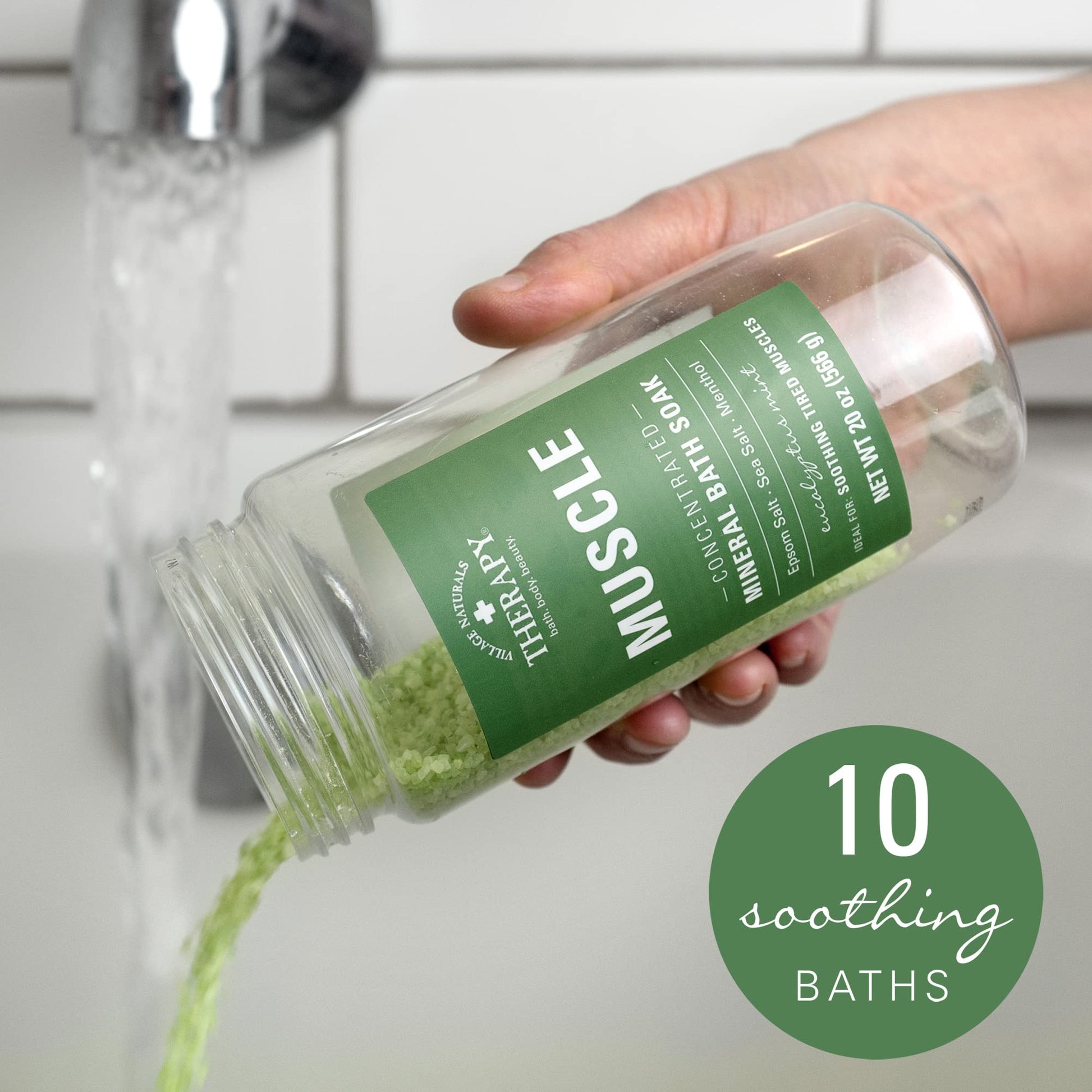 Village Naturals Therapy bath soak jar label details