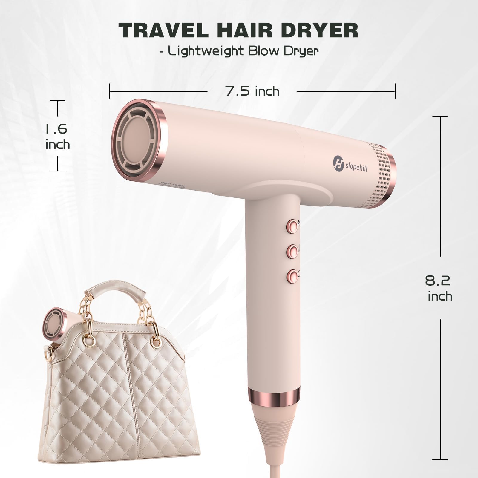 Slopehill 2000W professional hair dryer unboxing view detailing the complete styling kit with magnetic attachments.