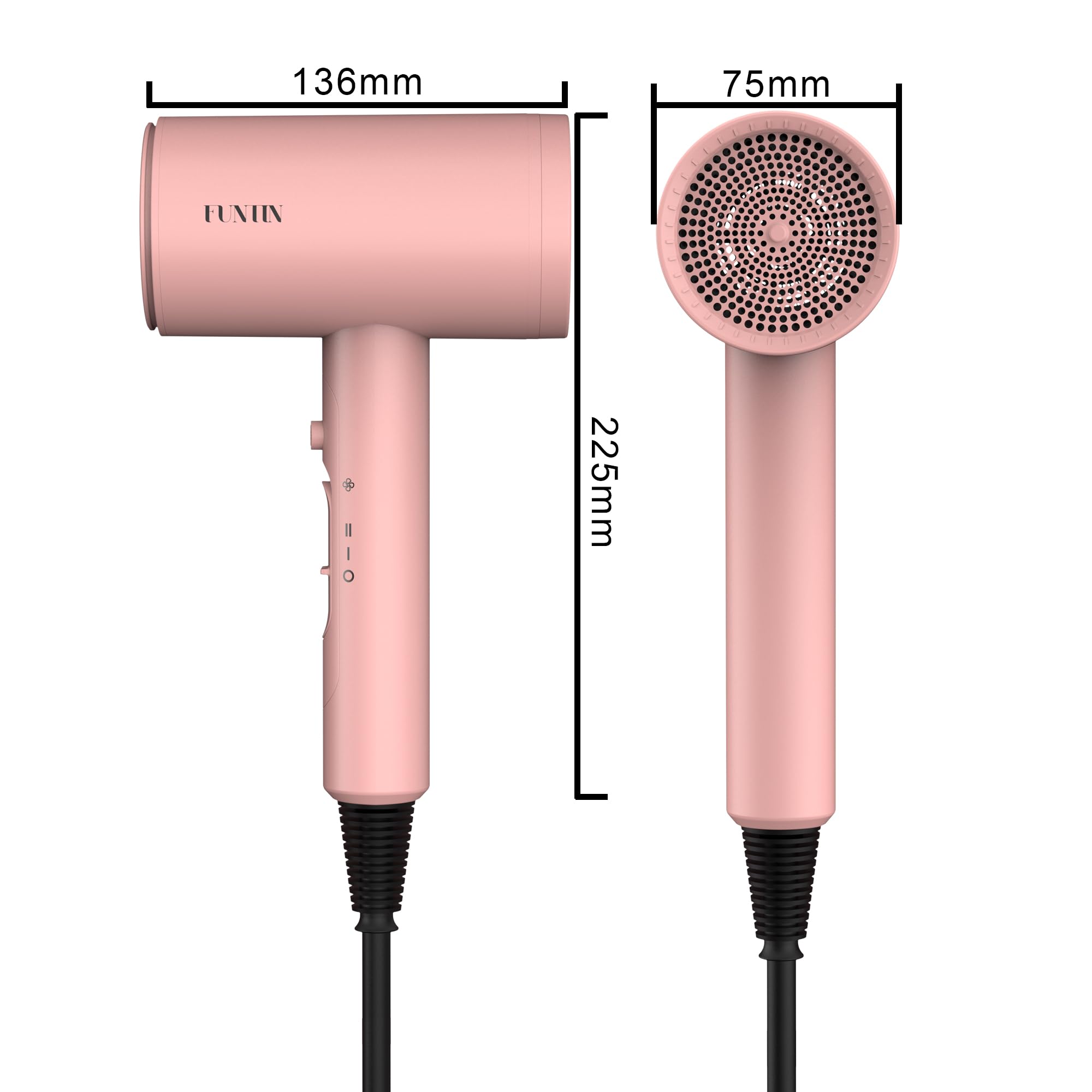 Funtin blow dryer with diffuser brush attachment closeup for thick 4C hair styling