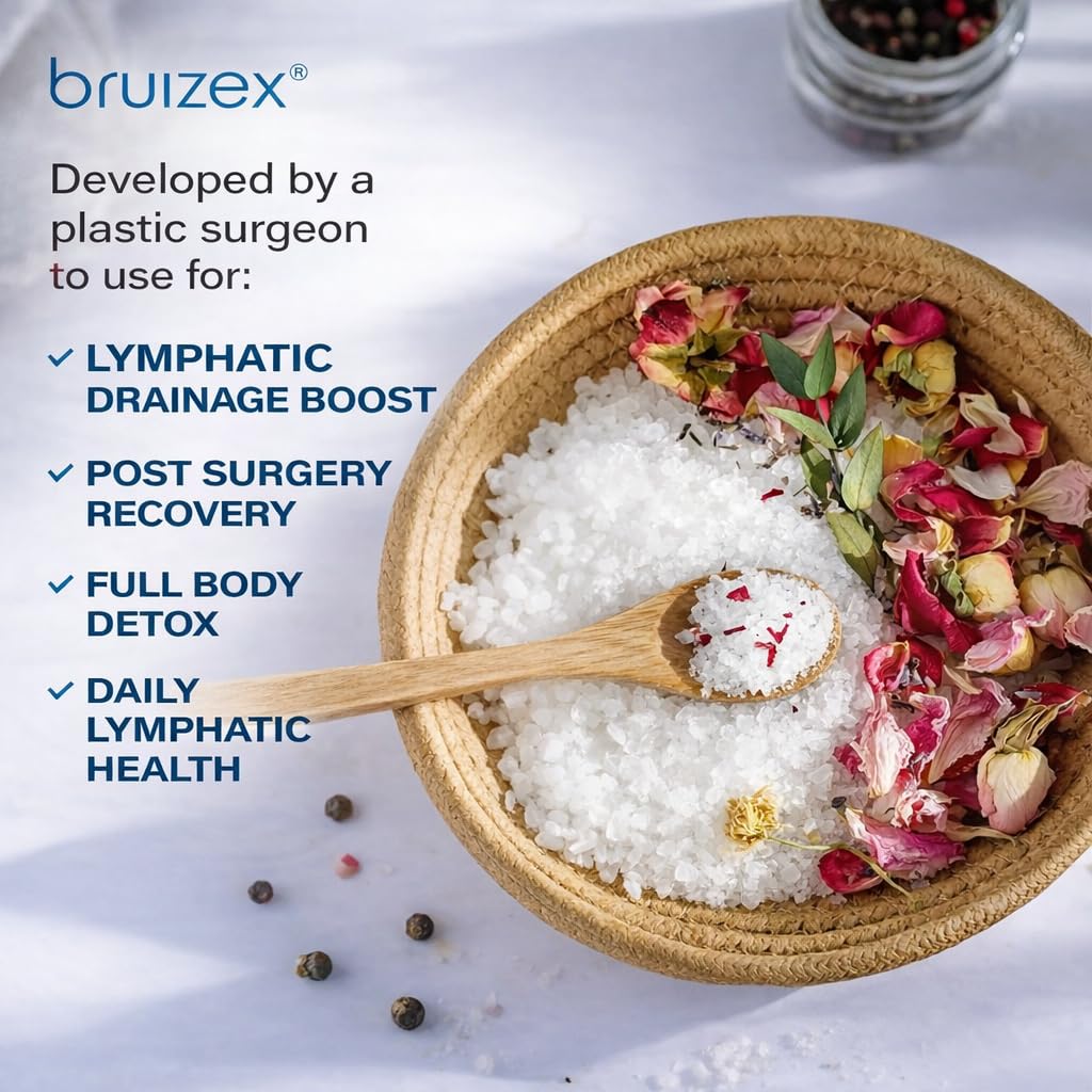Bruizex Epsom salt soak packaging showing key ingredients and benefits