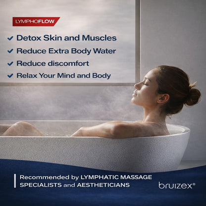 Back of Bruizex bath salt pouch with usage instructions and details